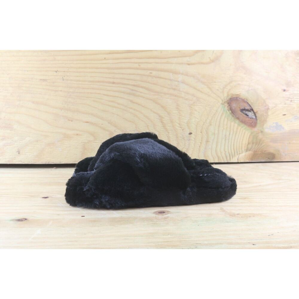New Steve Madden Slide Faux Fur Womens Black Sz Medium Criss Cross